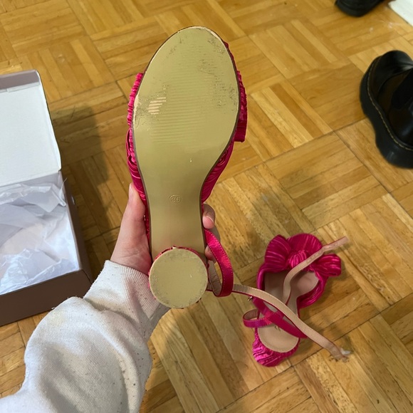 Satin Block Heeled with Ankle Strap (WORN ONCE!) - Picture 5 of 8